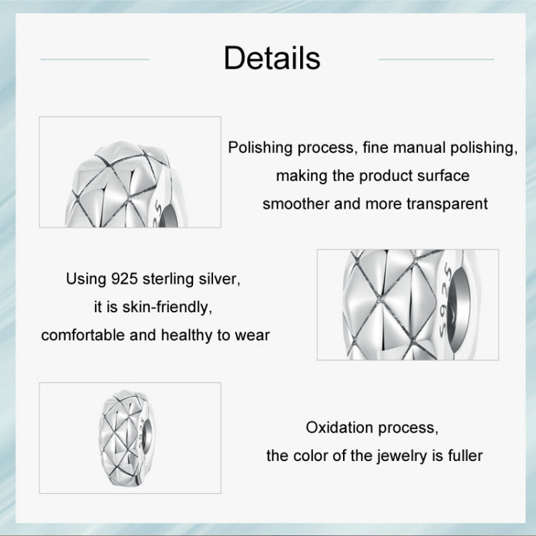 S925 Sterling Silver Diamond Pattern Positioning Clip DIY Bracelet Accessories(SCC2817) - Jewelry Accessories by PMC Jewellery | Online Shopping South Africa | PMC Jewellery | Buy Now Pay Later Mobicred