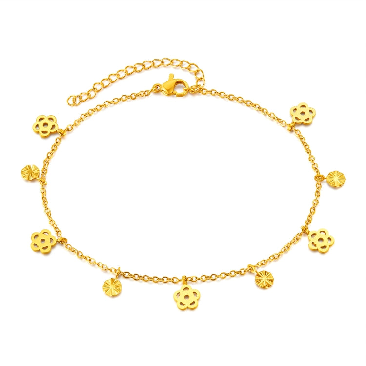 OPK GZ196 Stainless Steel Skeleton Flower Anklet(Gold) - Anklets by OPK | Online Shopping South Africa | PMC Jewellery | Buy Now Pay Later Mobicred