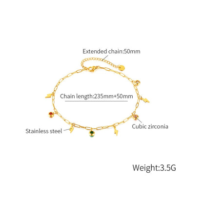 OPK GZ201 Stainless Steel Dopamine Zirconia Flash Small Pendant Anklets(Gold) - Anklets by OPK | Online Shopping South Africa | PMC Jewellery | Buy Now Pay Later Mobicred