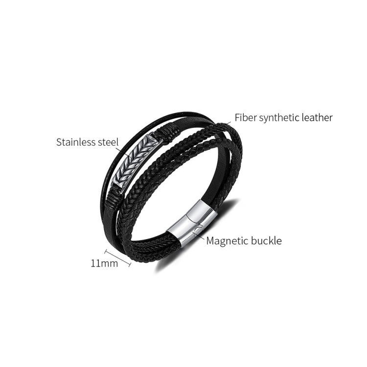 OPK PH1590 Personalized Retro Stainless Steel Multi-Layer Braided Magnetic Buckle Bracelet - Bracelets by OPK | Online Shopping South Africa | PMC Jewellery | Buy Now Pay Later Mobicred