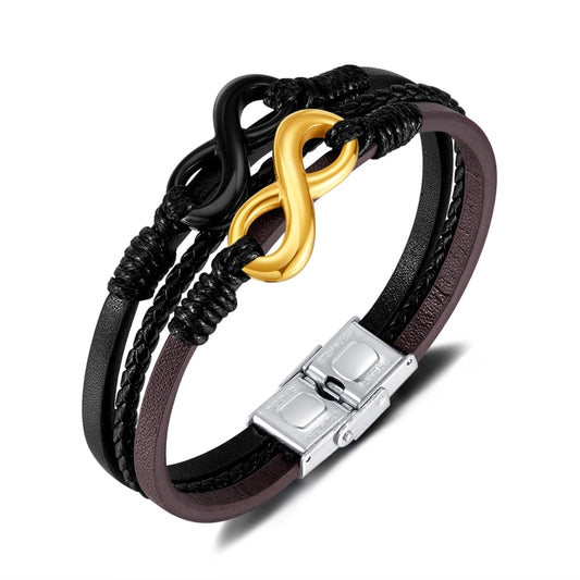 OPK PH1595 Personalized Stainless Steel Braided Multi-Layer Leather Bracelet - Bracelets by OPK | Online Shopping South Africa | PMC Jewellery | Buy Now Pay Later Mobicred