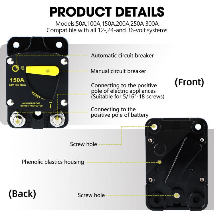 RV Yacht Manual Reset Ignition Protection Fuse Switch With Terminal Accessories, Current: 300A - Fuse by PMC Jewellery | Online Shopping South Africa | PMC Jewellery | Buy Now Pay Later Mobicred