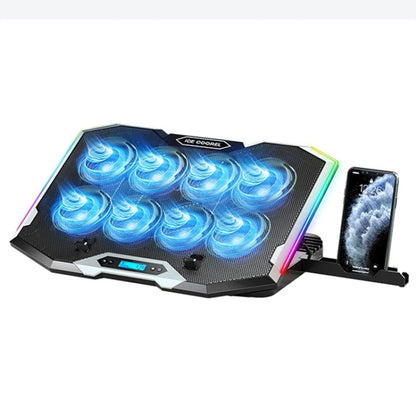 ICE COOREL 8-Fans Adjustable Laptop Stand Radiator With RGB Ambient Light(K10) - Cooling Pads by ICE COOREL | Online Shopping South Africa | PMC Jewellery | Buy Now Pay Later Mobicred