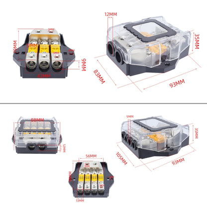 80A Car Audio Amplifier Modified Solid Brass Fuse Holder With Transparent Cover, Specifications: 3-way - Fuse by PMC Jewellery | Online Shopping South Africa | PMC Jewellery | Buy Now Pay Later Mobicred