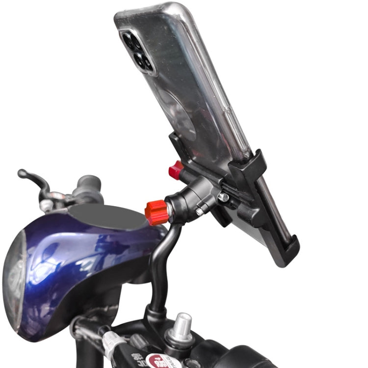 PROMEND Aluminum Alloy Cell Phone Holder Adjustable Angle Rotating Motorcycle Navigation Support, Style: SJJ-299E Rear View Mirror Titanium Color - Holder by PROMEND | Online Shopping South Africa | PMC Jewellery | Buy Now Pay Later Mobicred