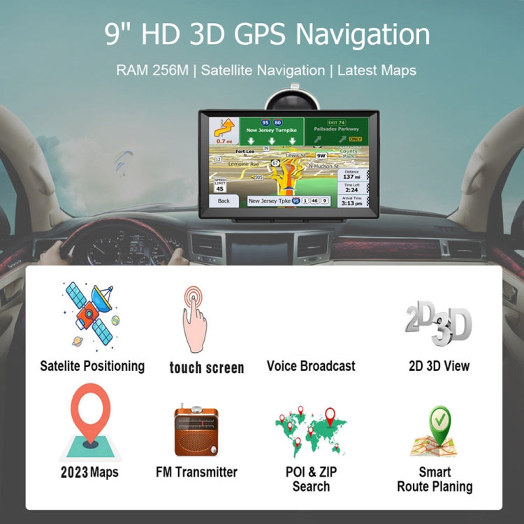 9 Inch 8G/256M Car GPS Navigator With Large Screen Capacitive Bluetooth Map, Area: Middle East Map - Car MP3 & MP4 & MP5 by PMC Jewellery | Online Shopping South Africa | PMC Jewellery | Buy Now Pay Later Mobicred