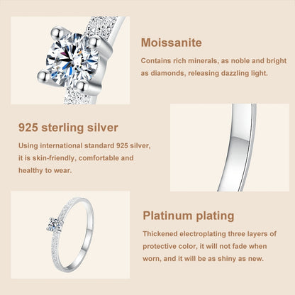 MSR058 S925 Sterling Silver Mossian Stone Ring Platinum Plating Ring(8) - Rings by PMC Jewellery | Online Shopping South Africa | PMC Jewellery | Buy Now Pay Later Mobicred