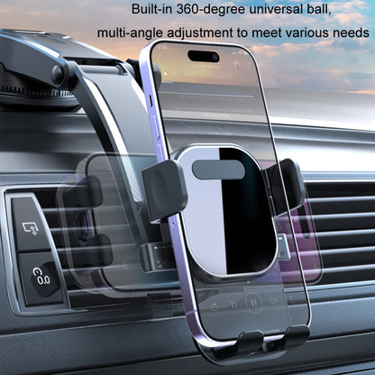 Car Suction Cup Dashboard Automatic Lock Mobile Phone Holder, Style: Brushed Telescopic Base - Car Holders by PMC Jewellery | Online Shopping South Africa | PMC Jewellery | Buy Now Pay Later Mobicred