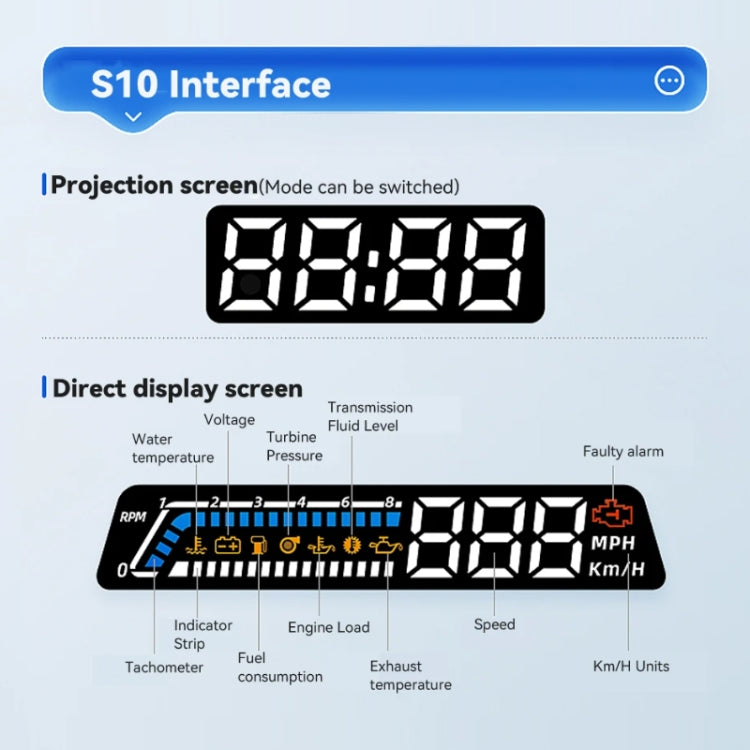 Head-up Display OBD Multi-function Vehicle Instrument Oil Temperature Gearbox Monitoring Screen(S100) - Head Up Display System by PMC Jewellery | Online Shopping South Africa | PMC Jewellery | Buy Now Pay Later Mobicred