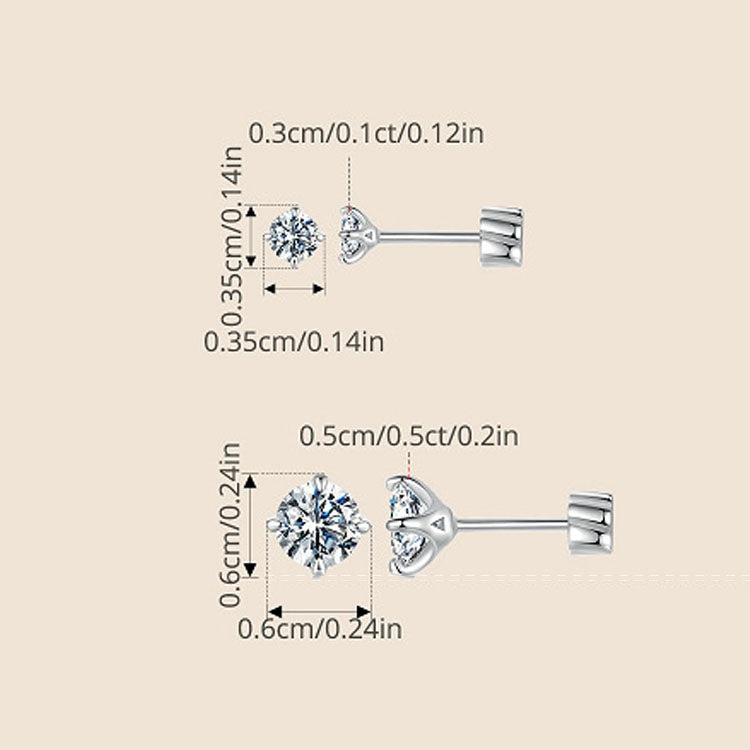 MSE062 S925 Sterling Silver Plated With Platinum Four-Claw Shining Moissanite Earrings, Size: M - Stud Earrings & Earrings by PMC Jewellery | Online Shopping South Africa | PMC Jewellery | Buy Now Pay Later Mobicred