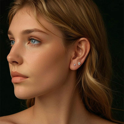 MSE062 S925 Sterling Silver Plated With Platinum Four-Claw Shining Moissanite Earrings, Size: M - Stud Earrings & Earrings by PMC Jewellery | Online Shopping South Africa | PMC Jewellery | Buy Now Pay Later Mobicred