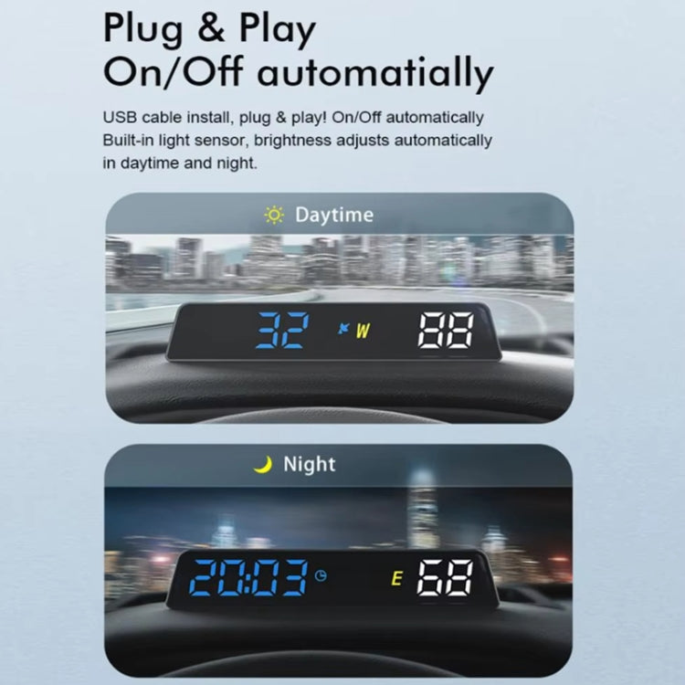 Head-up Display USB Powered High-definition Vehicle Code Altitude Meter(All White) - Head Up Display System by PMC Jewellery | Online Shopping South Africa | PMC Jewellery | Buy Now Pay Later Mobicred