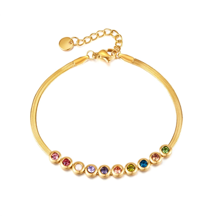 OPK GS1431 Titanium Steel Colorful Zirconia Hand Jewelry Stainless Steel Flat Chain Bracelet, Color: Gold - Bracelets by OPK | Online Shopping South Africa | PMC Jewellery | Buy Now Pay Later Mobicred