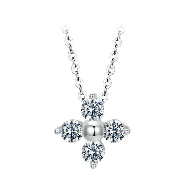 S925 Sterling Silver Plated with Platinum Lucky Four-leaf Clover Moissanite Necklace(MSN038) - Necklaces & Pendants by PMC Jewellery | Online Shopping South Africa | PMC Jewellery | Buy Now Pay Later Mobicred