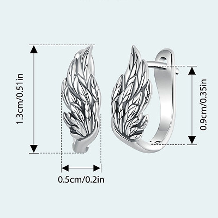 S925 Sterling Silver Oxidized Ear Buckle Wing Shape Earrings(SCE1795) - Stud Earrings & Earrings by PMC Jewellery | Online Shopping South Africa | PMC Jewellery | Buy Now Pay Later Mobicred