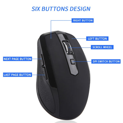 6-Keys Type-C/USB-C Laptop Office Game Silent Wireless Mouse(Black) - Wireless Mice by PMC Jewellery | Online Shopping South Africa | PMC Jewellery | Buy Now Pay Later Mobicred