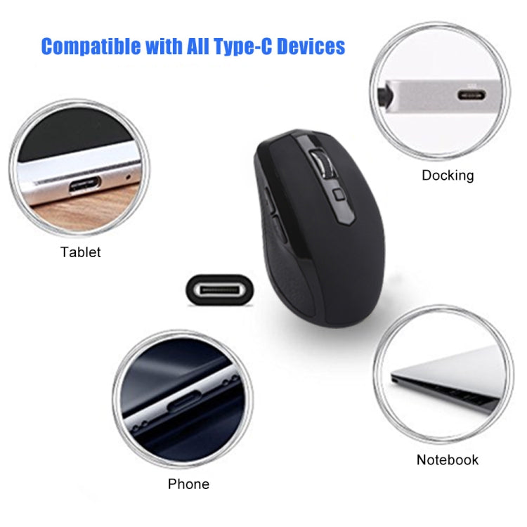 6-Keys Type-C/USB-C Laptop Office Game Silent Wireless Mouse(Black) - Wireless Mice by PMC Jewellery | Online Shopping South Africa | PMC Jewellery | Buy Now Pay Later Mobicred