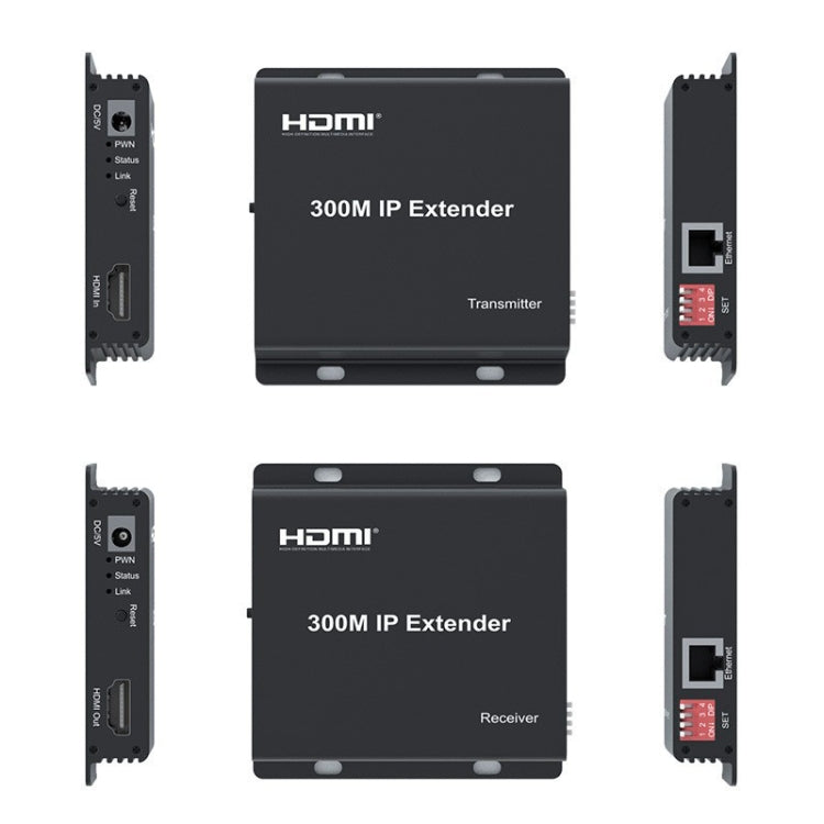 300m IP HDMI Extender HD Video Transmission, Transmitter + Receiver US Plug(Black) - Amplifier by PMC Jewellery | Online Shopping South Africa | PMC Jewellery | Buy Now Pay Later Mobicred