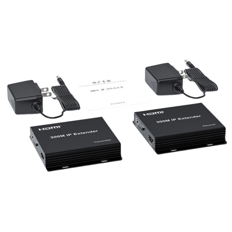 300m IP HDMI Extender HD Video Transmission, Transmitter + Receiver EU Plug(Black) - Amplifier by PMC Jewellery | Online Shopping South Africa | PMC Jewellery | Buy Now Pay Later Mobicred