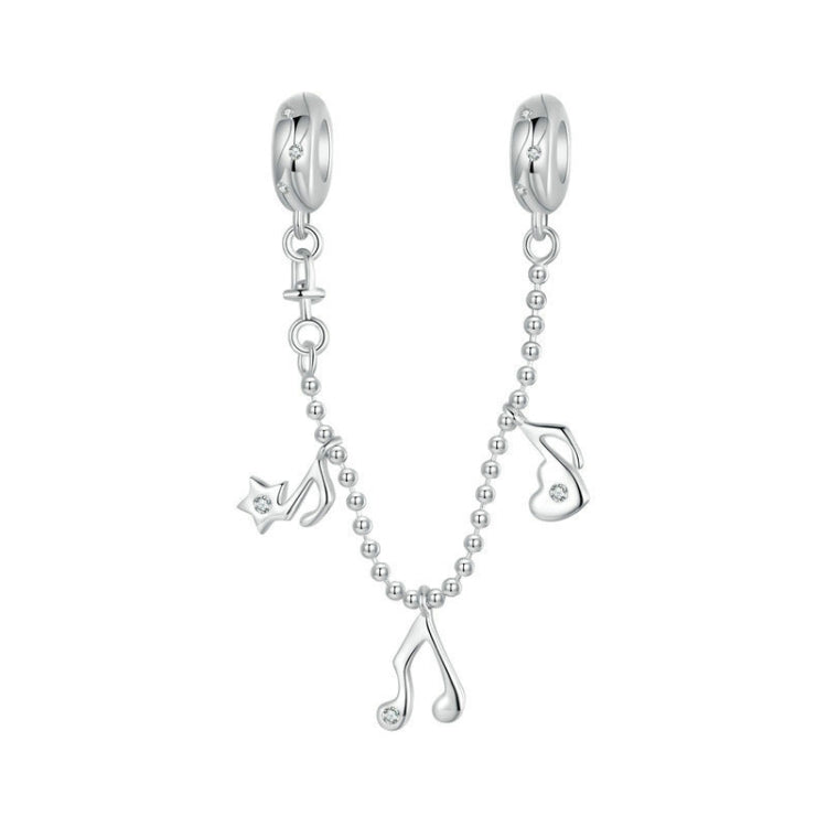 S925 Sterling Silver Platinum-plated Note Shape Safety Chain Jewelry Pendant Accessories(SCC2871) - Jewelry Accessories by PMC Jewellery | Online Shopping South Africa | PMC Jewellery | Buy Now Pay Later Mobicred