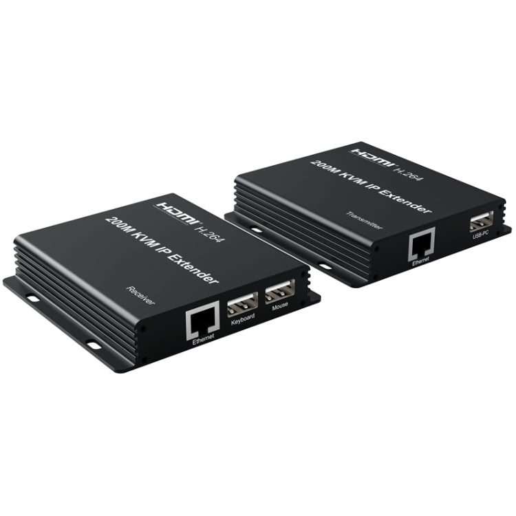 200m HDMI KVM IP Network Cable Extender H.264 Mouse Keyboard Extender US Plug(Black) - Amplifier by PMC Jewellery | Online Shopping South Africa | PMC Jewellery | Buy Now Pay Later Mobicred