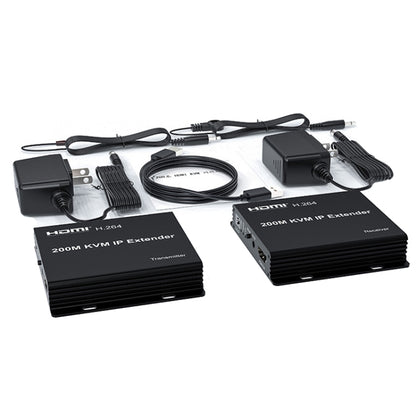 200m HDMI KVM IP Network Cable Extender H.264 Mouse Keyboard Extender US Plug(Black) - Amplifier by PMC Jewellery | Online Shopping South Africa | PMC Jewellery | Buy Now Pay Later Mobicred