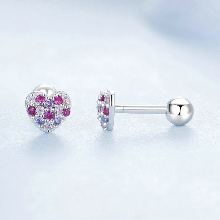 S925 Sterling Silver Plated With Platinum Color-Blocked Zircon Heart-Shaped Earrings(BSE1044) - Stud Earrings & Earrings by PMC Jewellery | Online Shopping South Africa | PMC Jewellery | Buy Now Pay Later Mobicred