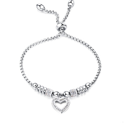 OPK 1022 Titanium Steel Heart Zirconia Bracelet, Color: Steel Color - Bracelets by OPK | Online Shopping South Africa | PMC Jewellery | Buy Now Pay Later Mobicred