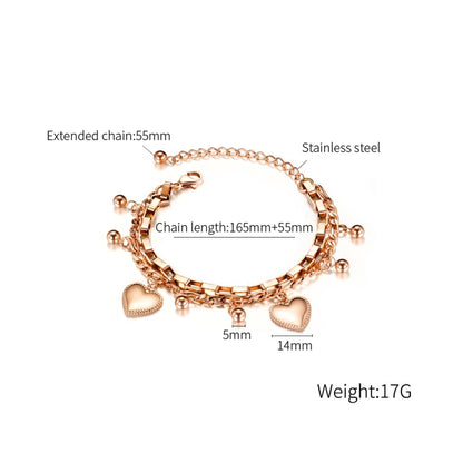 OPK 1038 Multi-layer Stainless Steel Round Bead Love Bracelet, Color: Rose Gold - Bracelets by OPK | Online Shopping South Africa | PMC Jewellery | Buy Now Pay Later Mobicred