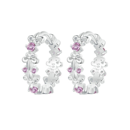 S925 Sterling Silver Platinum-plated Iris Earrings(BSE1046) - Stud Earrings & Earrings by PMC Jewellery | Online Shopping South Africa | PMC Jewellery | Buy Now Pay Later Mobicred