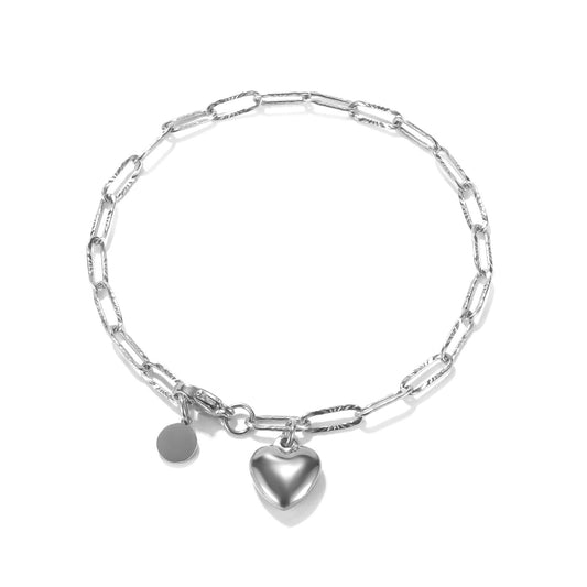 OPK 1161 Cool Style Peach Heart Round Pendant Stainless Steel Bracelet, Color: Steel Color - Bracelets by OPK | Online Shopping South Africa | PMC Jewellery | Buy Now Pay Later Mobicred