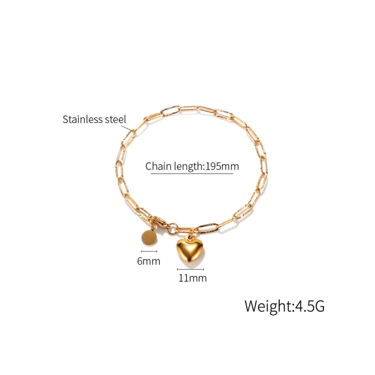 OPK 1161 Cool Style Peach Heart Round Pendant Stainless Steel Bracelet, Color: Rose Gold - Bracelets by OPK | Online Shopping South Africa | PMC Jewellery | Buy Now Pay Later Mobicred