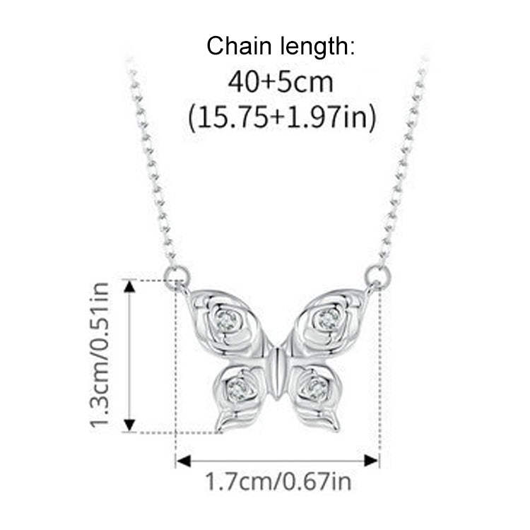 S925 Sterling Silver Platinum-plated Rose Butterfly Necklace Clavicle Jewelry(BSN396) - Necklaces & Pendants by PMC Jewellery | Online Shopping South Africa | PMC Jewellery | Buy Now Pay Later Mobicred