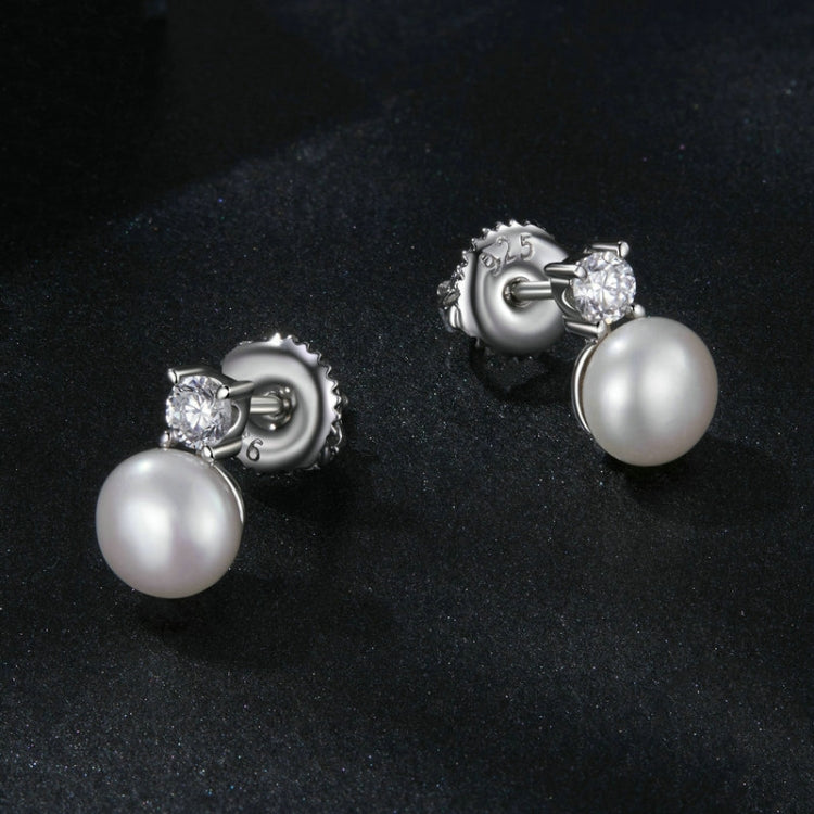 S925 Sterling Silver Platinum-plated Moissanite Pearl Earrings, Size: 0.1 Carat - Stud Earrings & Earrings by PMC Jewellery | Online Shopping South Africa | PMC Jewellery | Buy Now Pay Later Mobicred