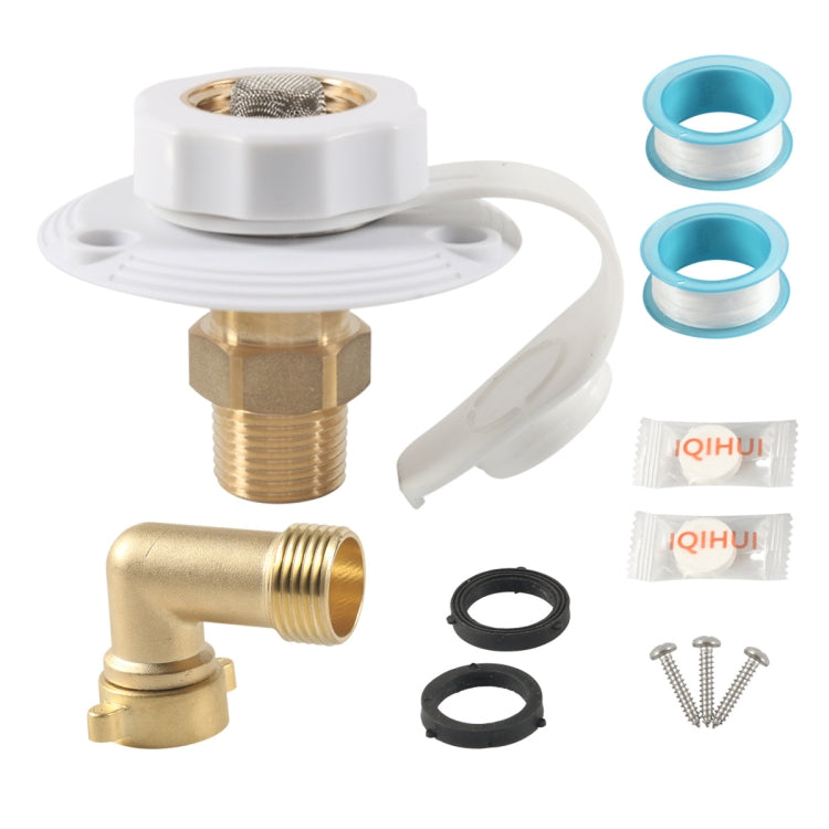 Brass Water Inlet Check Valve For Yacht RV With Adapter(White) - Marine Accessories & Parts by PMC Jewellery | Online Shopping South Africa | PMC Jewellery | Buy Now Pay Later Mobicred