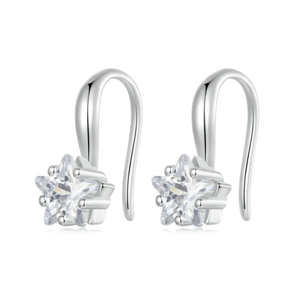 S925 Sterling Silver Star Zircon Female Earrings(BSE1028) - Stud Earrings & Earrings by PMC Jewellery | Online Shopping South Africa | PMC Jewellery | Buy Now Pay Later Mobicred