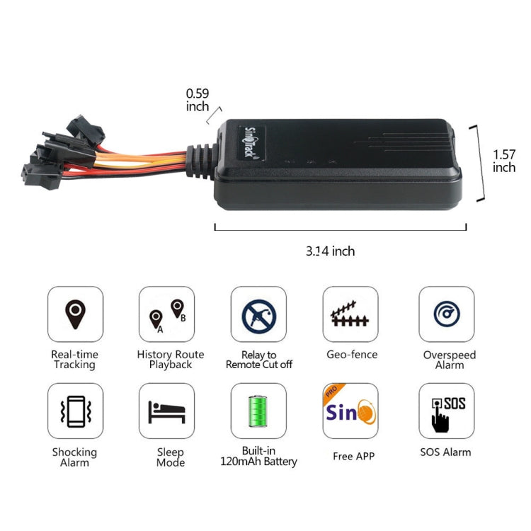 SinoTrack 4G 4-wire GPS Car-mounted Motorcycle Anti-theft Positioning Tracker, Specifications: Power Cord+Relay - Car Tracker by SinoTrack | Online Shopping South Africa | PMC Jewellery | Buy Now Pay Later Mobicred