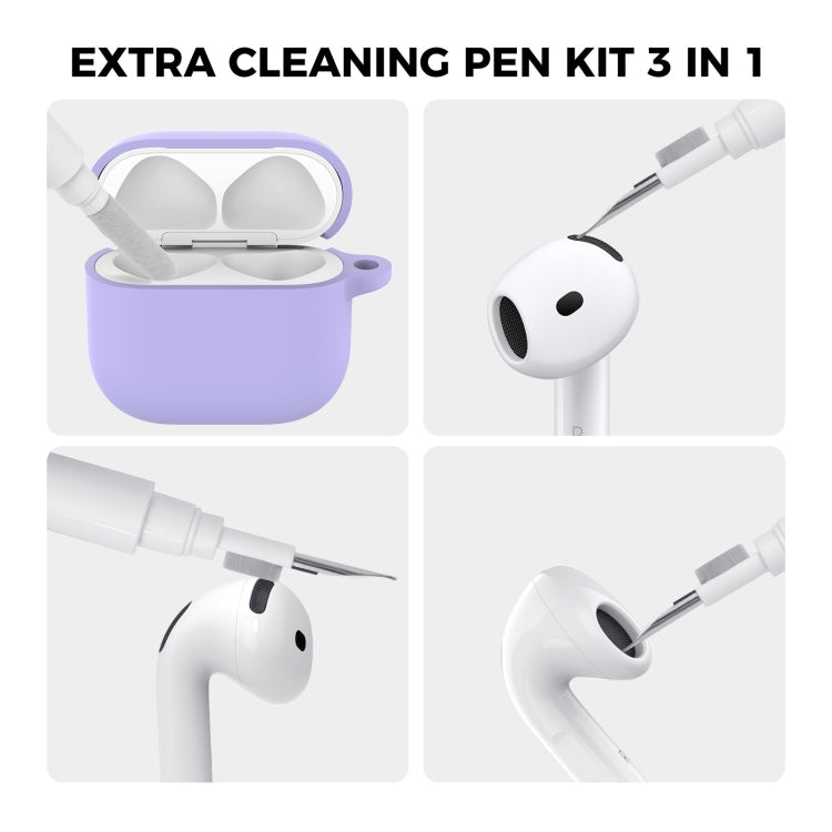 For Airpods 4 AhaStyle WG163 Earphone Drop-Proof Dust-Proof Silicone Protective Case With Cleanning Pen(Purple) - For AirPods 4 by AhaStyle | Online Shopping South Africa | PMC Jewellery | Buy Now Pay Later Mobicred