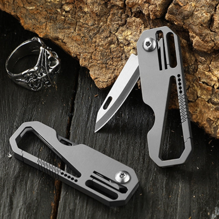 Multifunctional Titanium Keychain Outdoor Portable Defense Mini Folding Knife, Style: With 1 Titanium Ring - Key Rings by PMC Jewellery | Online Shopping South Africa | PMC Jewellery | Buy Now Pay Later Mobicred