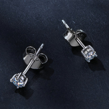 MSE038 S925 Sterling Silver Moissanite Earrings, Color: 0.1ct Silver - Stud Earrings & Earrings by PMC Jewellery | Online Shopping South Africa | PMC Jewellery | Buy Now Pay Later Mobicred