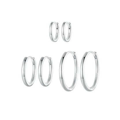 SCE1772 S925 Sterling Silver Platinum-plated Hoop Earrings, Size: S - Stud Earrings & Earrings by PMC Jewellery | Online Shopping South Africa | PMC Jewellery | Buy Now Pay Later Mobicred