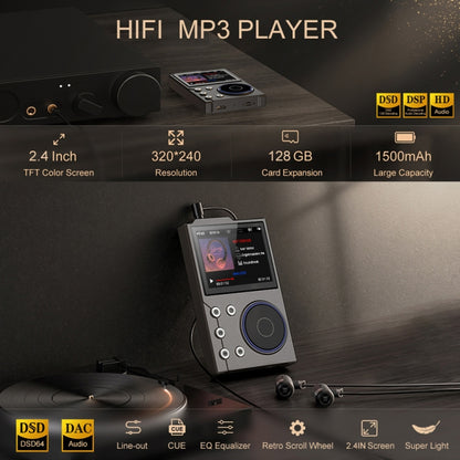 2.4 inch HIFI Bluetooth Music Player DSD256 Mastering Sound Quality Walkman, Memory: 16GB(Gray) - MP3 Player by PMC Jewellery | Online Shopping South Africa | PMC Jewellery | Buy Now Pay Later Mobicred