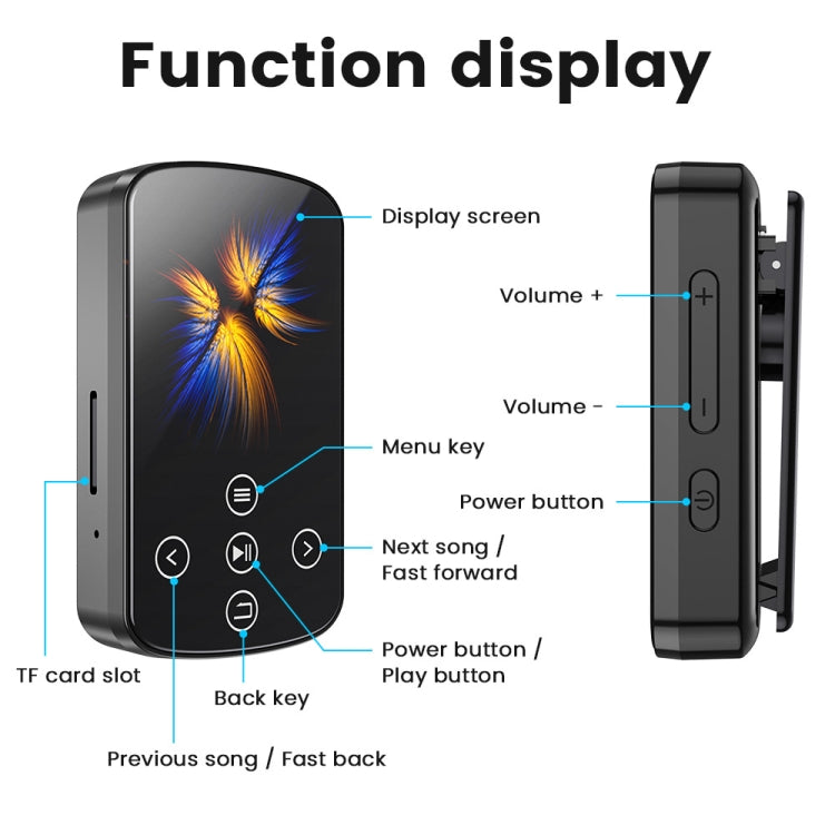 MP3 Bluetooth Music Player HIFI Sports Clip Touch Screen MP4, Memory: 32GB(Black) - MP3 Player by PMC Jewellery | Online Shopping South Africa | PMC Jewellery | Buy Now Pay Later Mobicred