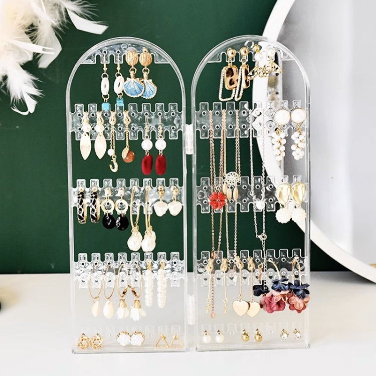 Earrings Studs Display Rack Folding Screen Jewelry Display Stand Necklace Storage Rack, Color: 2 Doors Clear - Jewelry Storages by PMC Jewellery | Online Shopping South Africa | PMC Jewellery | Buy Now Pay Later Mobicred