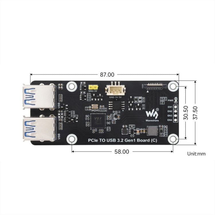 Waveshare For Raspberry Pi 5 PCIe To 4-Ch USB3.2 Gen1 Board(27834) - Raspberry Pi Accessories by Waveshare | Online Shopping South Africa | PMC Jewellery | Buy Now Pay Later Mobicred