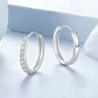 S925 Sterling Silver Gold-plated Silver Hoop Earrings Ear Ornaments, Color: Silver L - Stud Earrings & Earrings by PMC Jewellery | Online Shopping South Africa | PMC Jewellery | Buy Now Pay Later Mobicred