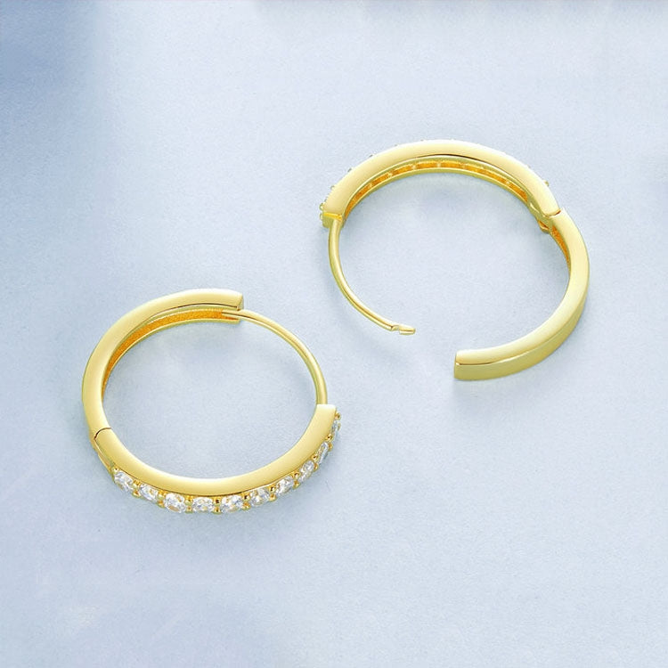 S925 Sterling Silver Gold-plated Silver Hoop Earrings Ear Ornaments, Color: Gold M - Stud Earrings & Earrings by PMC Jewellery | Online Shopping South Africa | PMC Jewellery | Buy Now Pay Later Mobicred