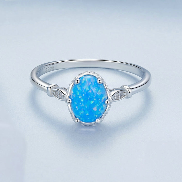 S925 Sterling Silver Ocean Blue Crown Opal Ring, Size: No. 6 - Stud Earrings & Earrings by PMC Jewellery | Online Shopping South Africa | PMC Jewellery | Buy Now Pay Later Mobicred