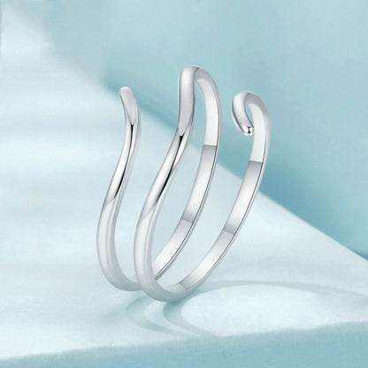 S925 Sterling Silver Platinum-plated Multi-layered Wrap-around Open Ring(SCR1040-E) - Rings by PMC Jewellery | Online Shopping South Africa | PMC Jewellery | Buy Now Pay Later Mobicred