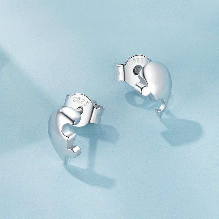 S925 Sterling Silver Platinum-plated Heart-shaped Puzzle Earrings(SCE1770) - Stud Earrings & Earrings by PMC Jewellery | Online Shopping South Africa | PMC Jewellery | Buy Now Pay Later Mobicred